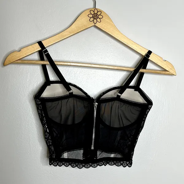 Victoria's Secret Black Lace Bustier Corset Demi Bra Top - Image 5