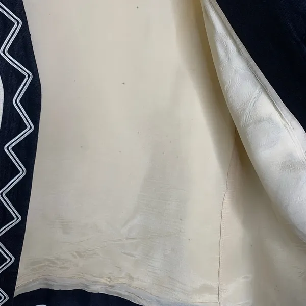 Vintage Geometric Vest Cream Black Sz 10 Lined ? Linen - Image 11