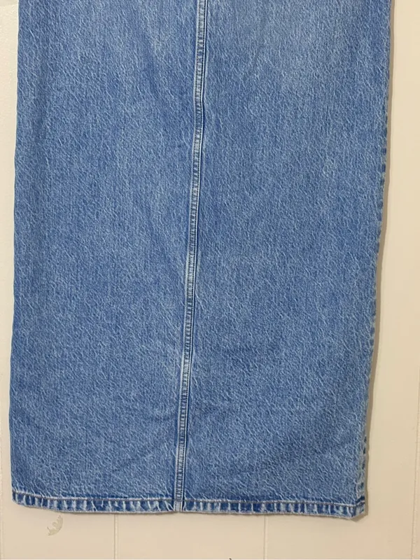 Abercrombie & Fitch High Rise Denim Midi Maxi Skirt Front Slit Size 27 / 4 - Image 5