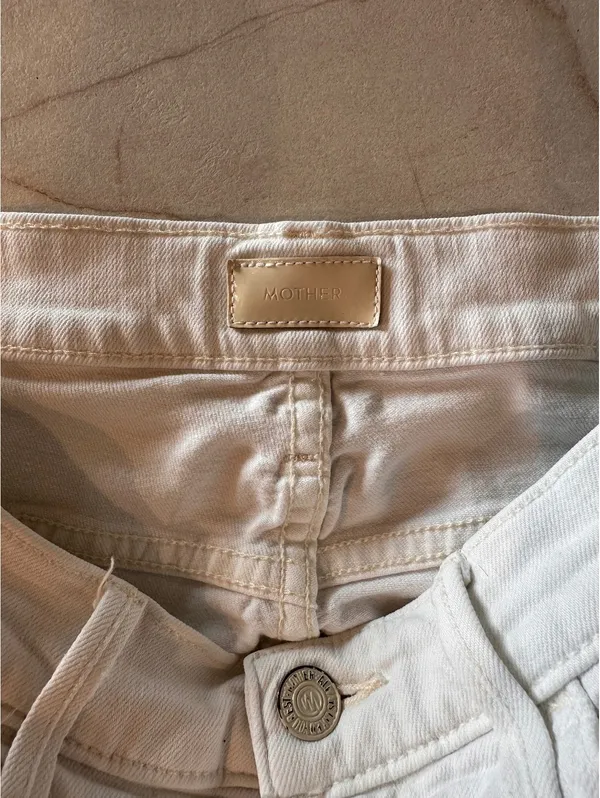 MOTHER The Hustler Ankle Fray Jeans In Tea and Biscuits White Wash Women’s sz 27 - Image 7