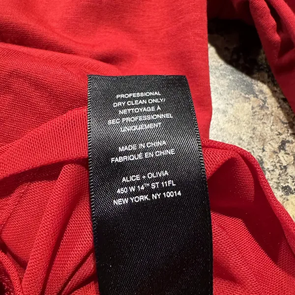 NWOT Alice + Olivia Dress Fiona Minimalist Classic Cocktail Bodycon Boho Red 2 - Image 4