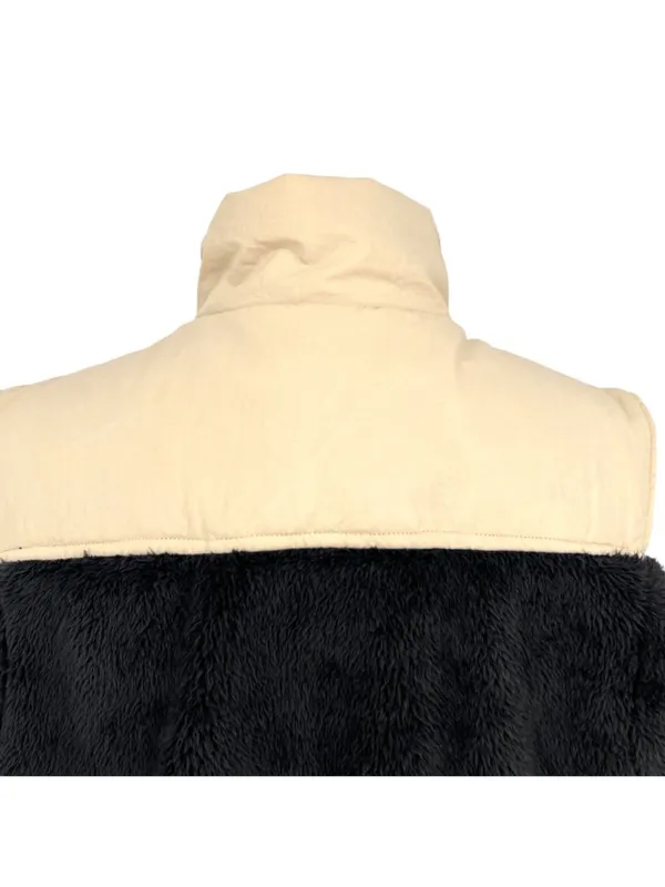 Hyfve Two-Tone Sherpa Fleece Nylon Vest Half Zipper Black Cream Size Small NWT - Image 5