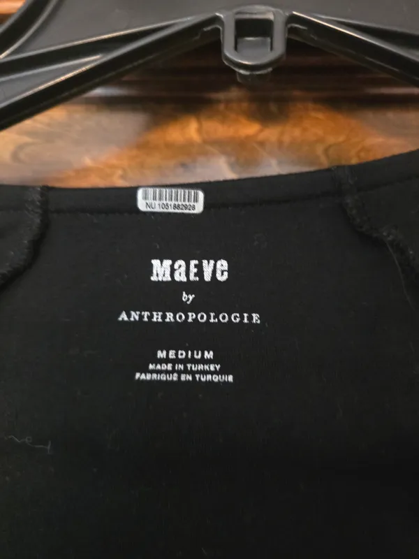 Anthropologie Maeve Black Crewneck Top Medium - Image 3