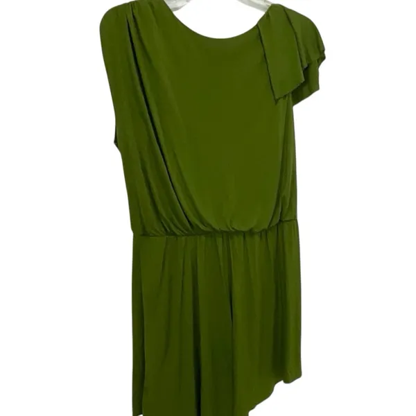 Allen B. Olive Green Ruffle V-Neck Romper Size L - Image 5