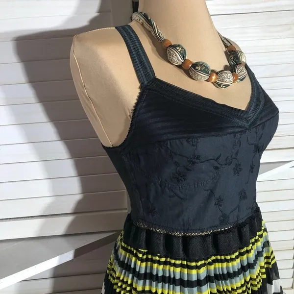 Free People Maxi Dress Striped Pleated boho fairy festival whimsigoth hippie M - Image 8