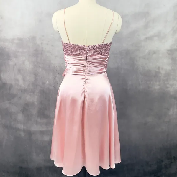 Vtg Lenovia Sequin Satin Dress Medium Prom Formal Y2K Coquette Balletcore Glam‎ - Image 2