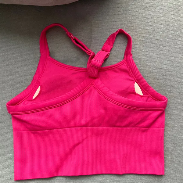 Alo Yoga Seamless Ribbed Favorite Bra Tank Pink Summer Crush S - Image 5