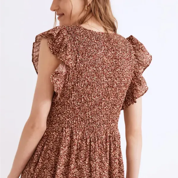 MADEWELL Pintuck‎ Mini Dress in Florentine Floral size Small - Image 4