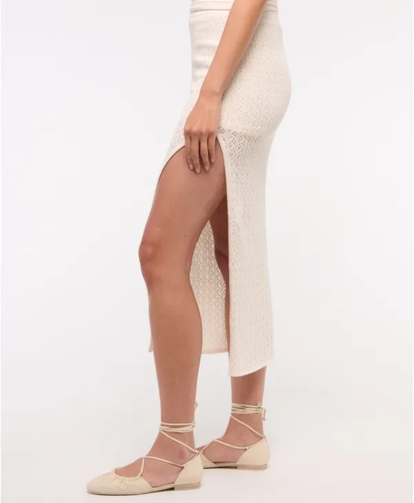 Abercrombie Mid Rise Crochet-Style Maxi Skirt - Image 3