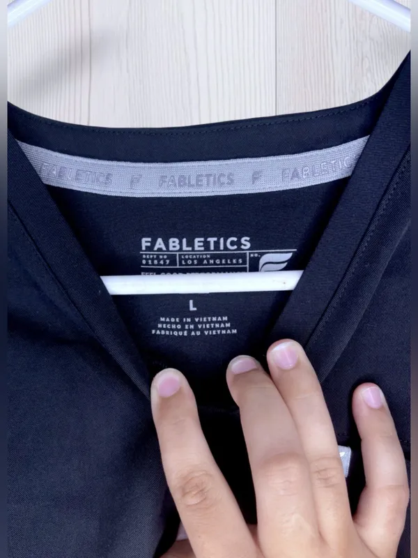 FABLETICS Women’s Med Athletic V-Neck Scrub Top Solid Black Short Sleeve - Image 8