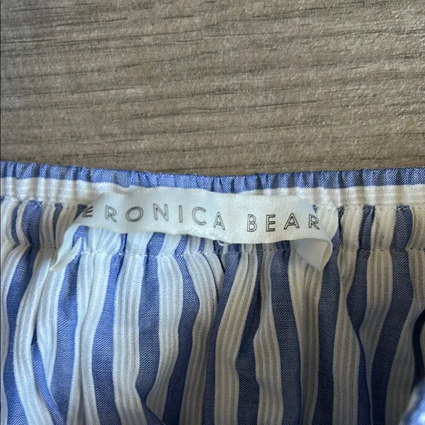 Veronica Beard Blue and White Striped One Piece with Ruffled Overlay - Image 2