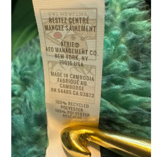Aerie OFFLINE Green Black Plaid Quarter Zip Fleece‎ Pullover XXL/TTG - Image 5