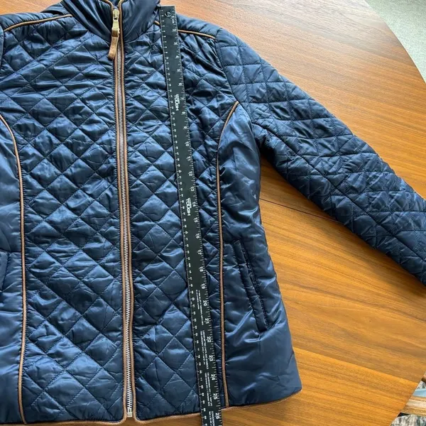 Rafaella Weekend Equestrian‎ Style Navy Diamond Quilted Jacket Petite Medium PM - Image 14