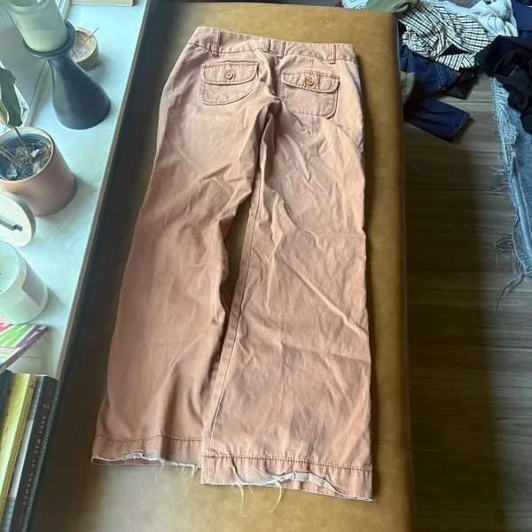 Gap Low Rise Flare Pants Terracotta Peach Cotton Y2K Wide Leg 4 REG RN54023 - Image 8