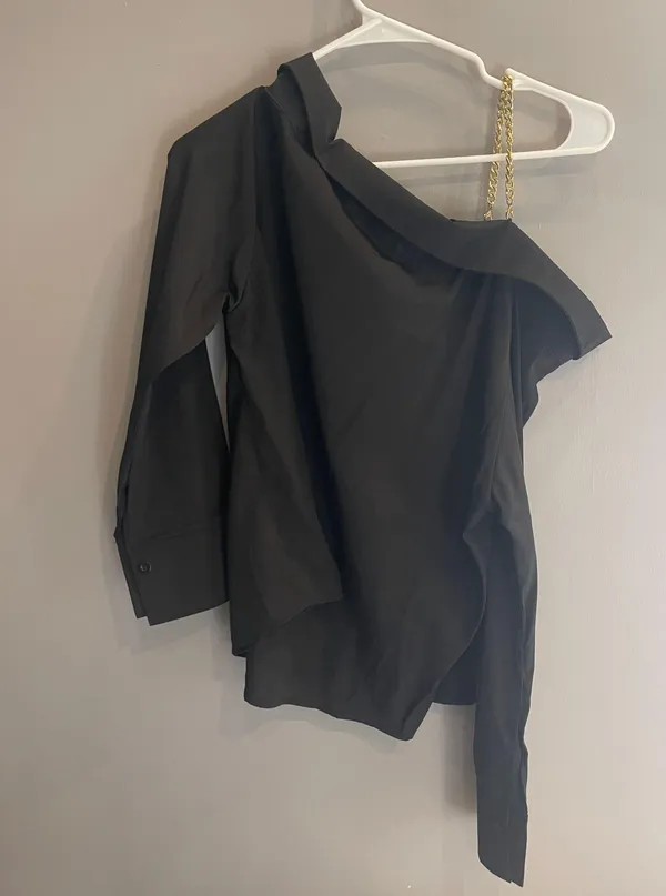 Black off the shoulder button up - Image 3