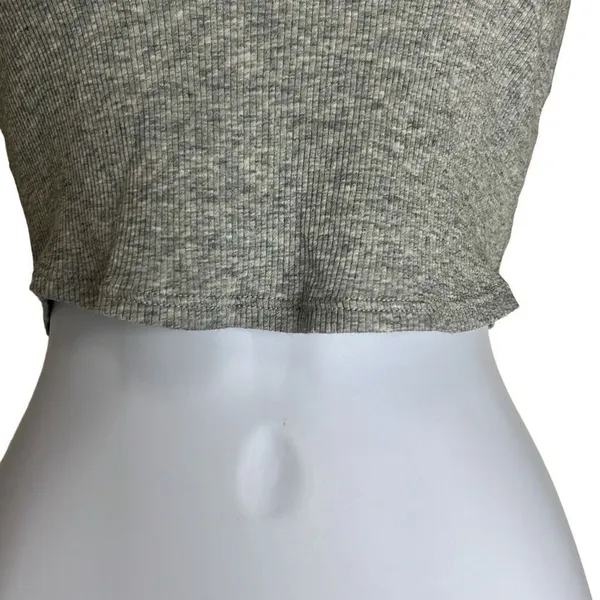 Skin Andreea Ali 0 XS Crop Top Gray Organic‎ Pima Cotton Ribbed Long Sleeve NWT - Image 4