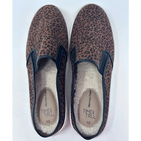 Time and Tru Women's Animal Print Twin‎ Gore Mules Faux Fur Insides Size 10 - Image 7