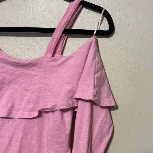 Anthropologie Postmark‎ Pink One Shoulder Ruffle Top size Small - Image 3