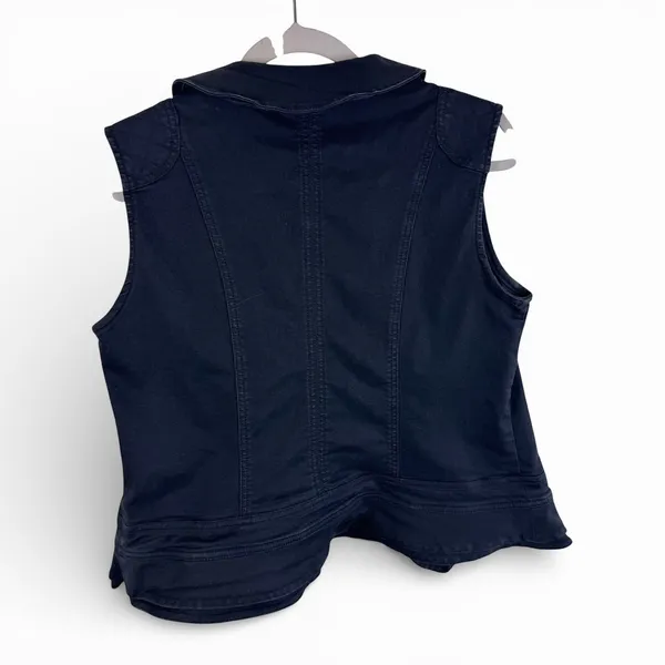 Charlie Paige Black Ruffle Front Open Vest‎ Peplum Glam Rock Party Medium - Image 2