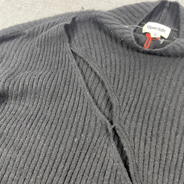 Open Edit‎ Sweater Womens XXS Black Mock Neck Ribbed Chunky-Knit Pullover - Image 2