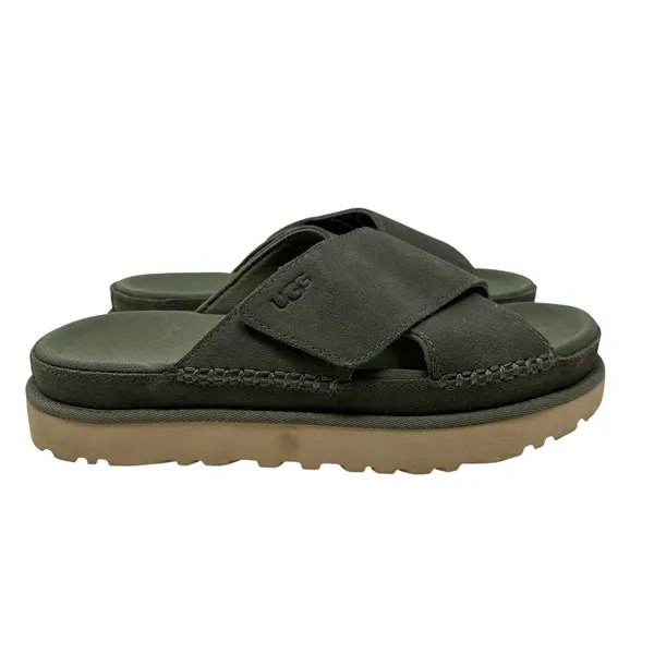 UGG‎ Goldenstar Cross Slide Sandal Olive Green Suede Size US 9.5 - Image 7