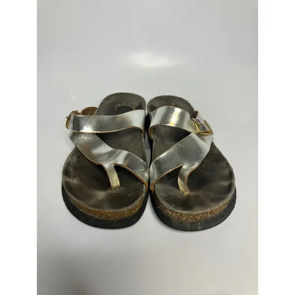 Mephisto Helen Sandals Womens 39 Silver Fair‎ Metallic Cork Footbed Buckle Slide - Image 2