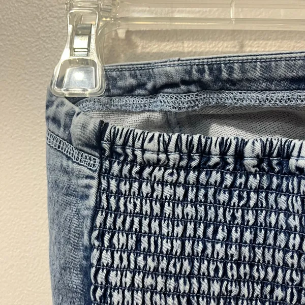 Aerie Denim Strapless Corset‎ Top Size XS Smocked Back Y2K Bustier Tube - Image 7