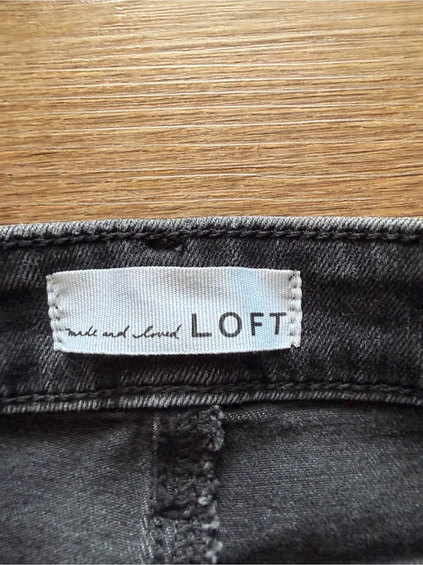 LOFT High-Rise Button Detail Jeans in Washed Black - Image 3