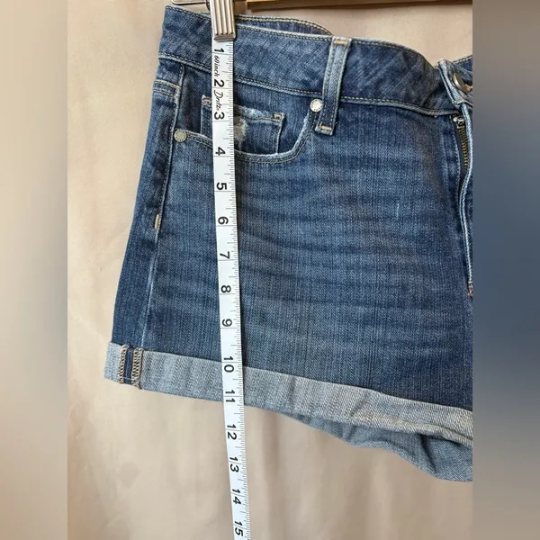 Paige Denim Jean Shorts Women's Size 32 Jimmy Jimmy Dark Wash Cuffed Distressed - Image 3