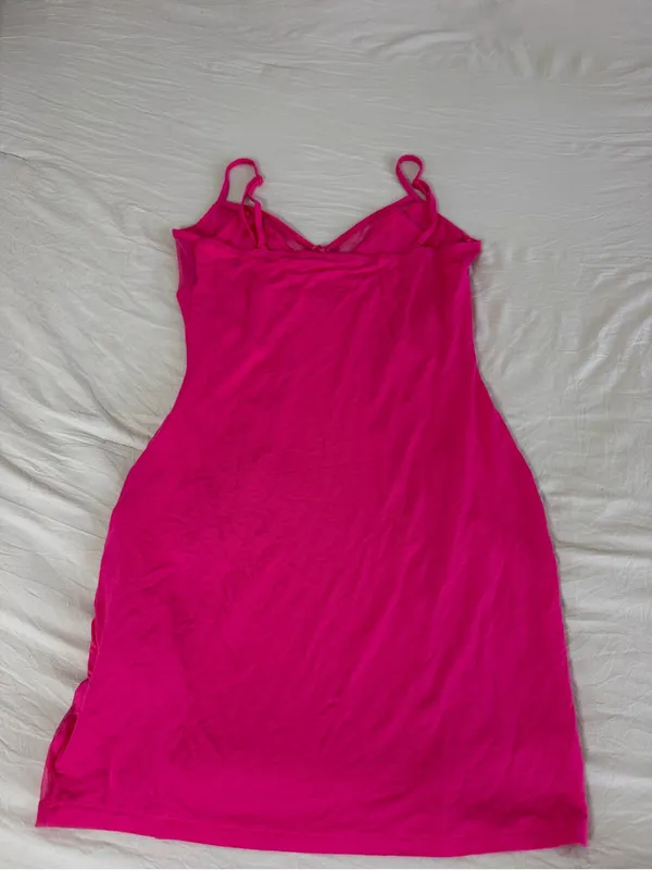 Hot Pink Mesh‎ Panel Mini Dress - Image 4