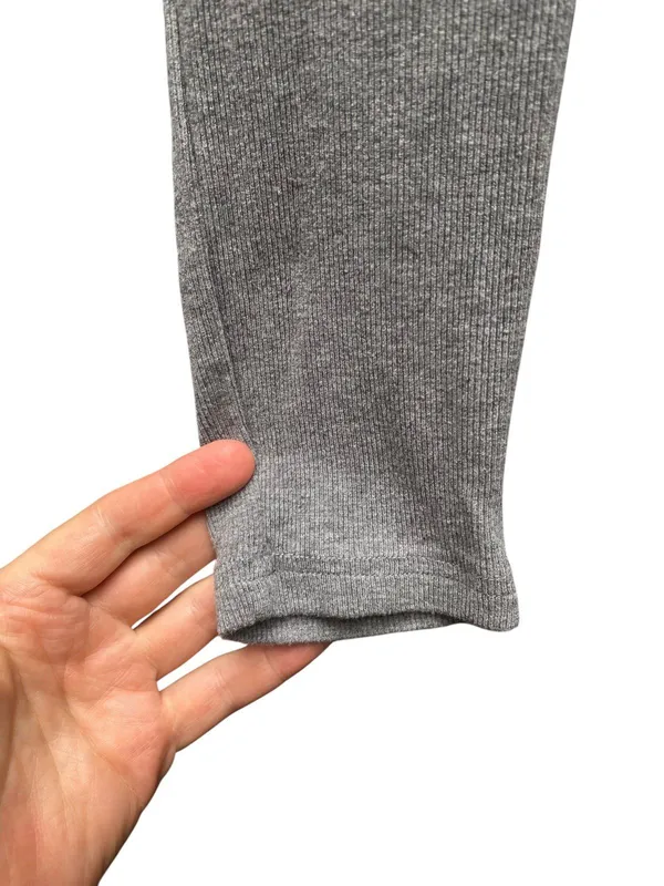 SheIn Gray Ribbed Knit Plunge Sleeveless Jumpsuit S Stretchy Bodycon Catsuit - Image 9