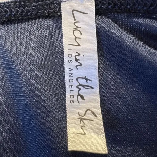 LUCY IN THE SKY Blue Velvet Spaghetti Strap Crop Top EUC Size‎ Small - Image 6