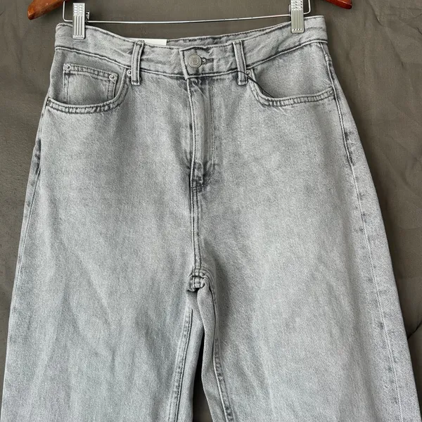 Zara Signature Denim High Rise Wide Leg Jean in Grey US Size 6 - Image 6