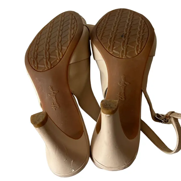 Etienne Aigner Vivica Tan Matte Leather Peep Toe Slingback Heels Sandals sz 8.5 - Image 7