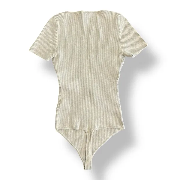 Abercrombie & Fitch Sweetheart Corset Knit Bodysuit‎ Women’s Size M Tan - Image 6