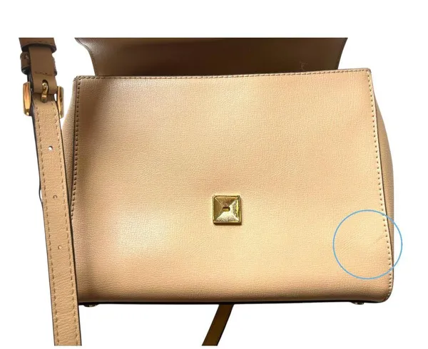 Michael Kors | Mott Beige Leather Top Handle Satchel Crossbody Gold Hardware - Image 13