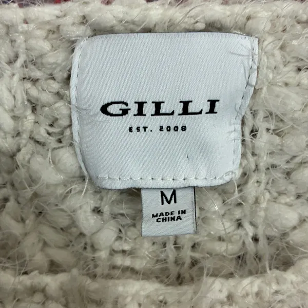 Gilli Striped Popcorn Knit Boat Neck Sweater White Multicolor Boho Size M - Image 7