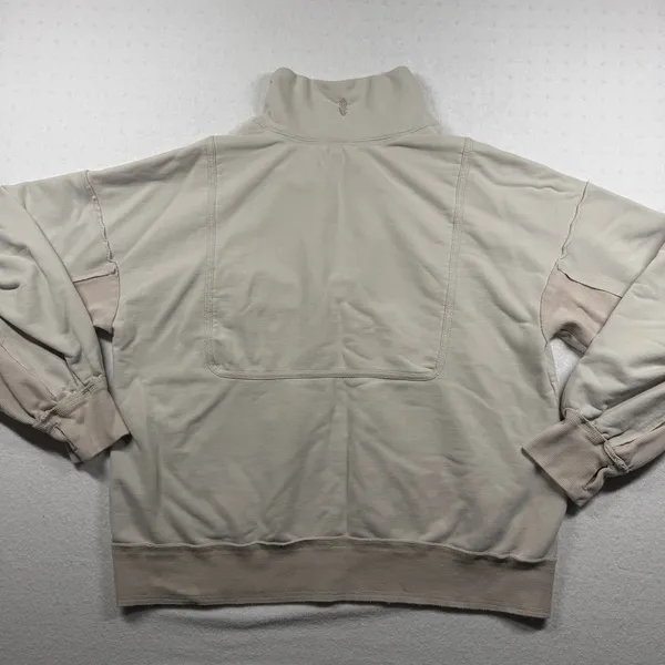 Free People Movement Oversized 1/4 Zip Pullover Women’s Large Beige Sweatshirt - Image 2