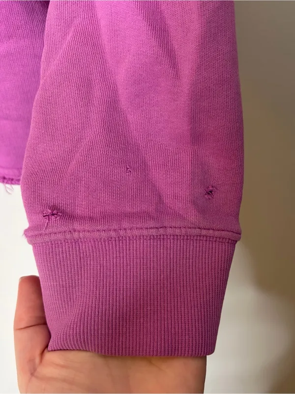 Pact Medium Cropped Crewneck Sweatshirt in Bright Orchid Pink - Image 6