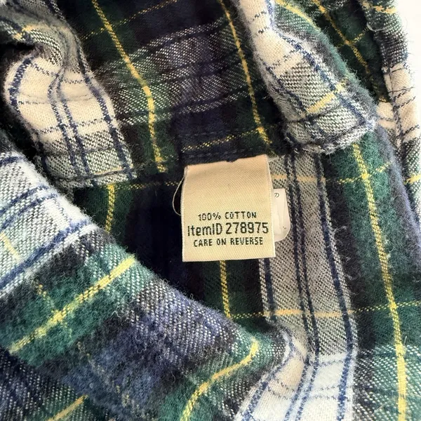 LL Bean Scotch Plaid Cotton Flannel Button Shirt Relaxed Fit 3X Green White - Image 10