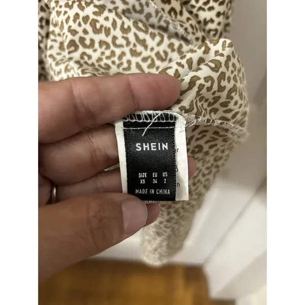 SHEIN Short Sleeve Leopard Print Long Maxi Dress Size XS 2 Teacher Modest Fun - Image 3