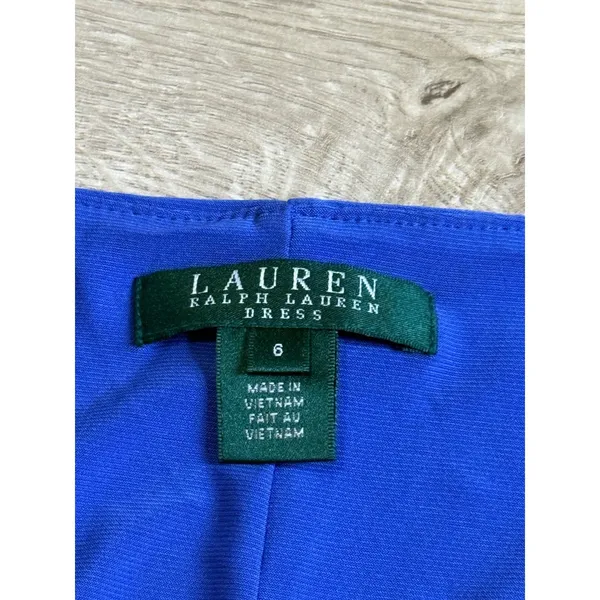 EUC Womens Lauren Ralph Lauren dress blue short‎ sleeve stretch cowl neck 6 - Image 9