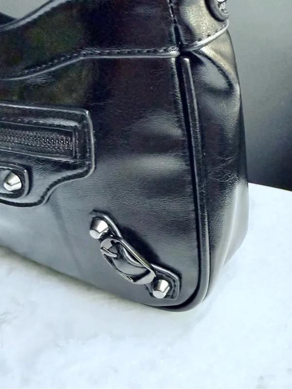 Pretty Simple Black Studded Crossbody Shoulder Bag (EUC) - Image 3