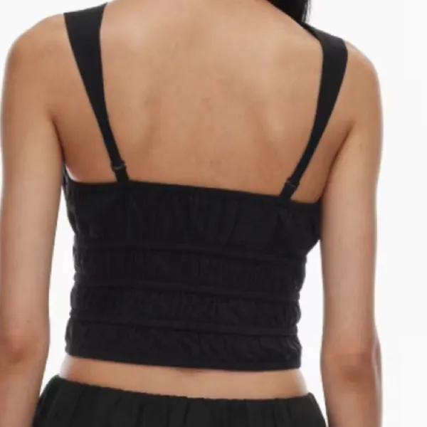 NWT Aritzia Sunday Best Martine Poplin Top Black- Size Small - Image 3