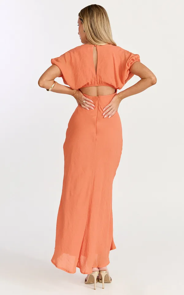 New Showpo Desiree Midi Dress V Neck Flutter Short Sleeve Slip Dress MSRP $129 - Image 4