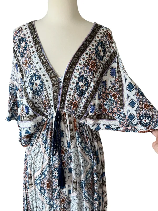 World Market Multicolor Paisley Bohemian V Neck Maxi Dress - Image 4