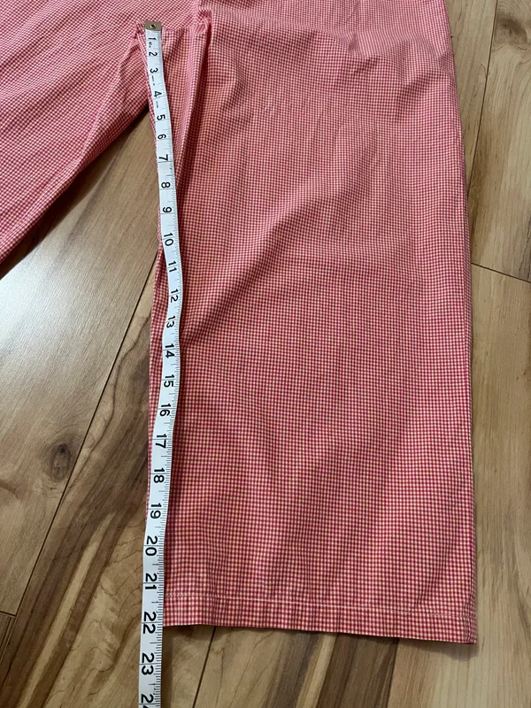 Victorias Secret Pajama Set Medium Orange Yellow Gingham Check Top & Crop Bottom - Image 7