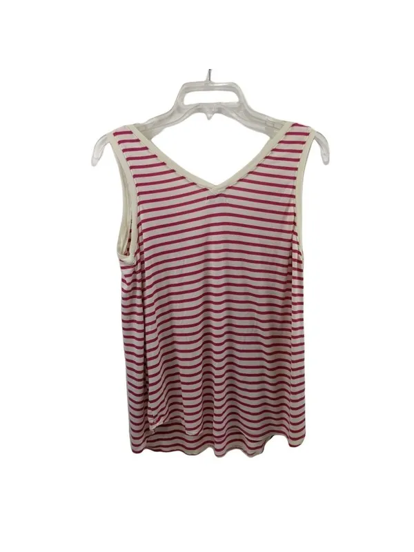 Women's Bordeaux Small Pink and White Stripe Tank Top 11c - Image 2