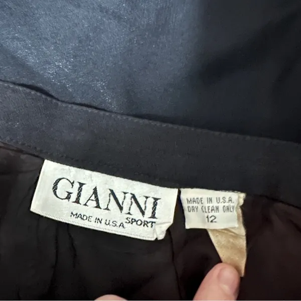 Vintage Gianni Sport Black Made in USA‎ A-Line Mini Skirt Size 12 - Image 3