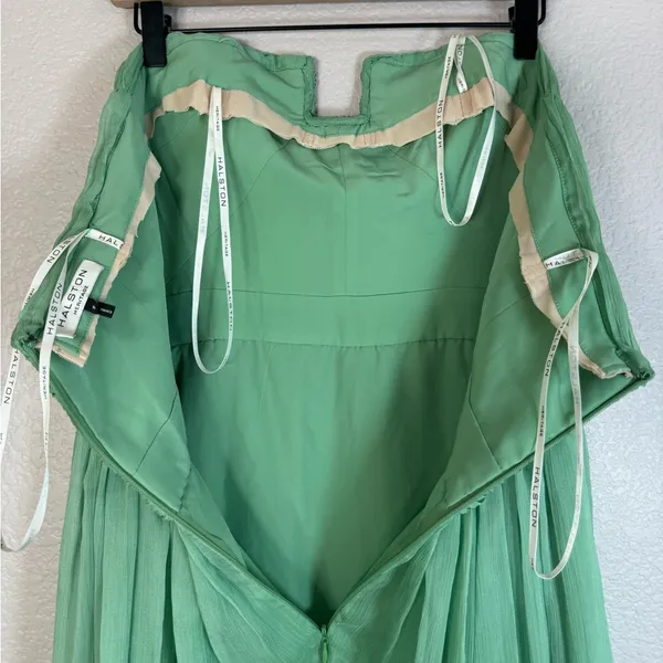 Halston Heritage Meadow Embellished Mint Green Strapless Chiffon Mini Dress $545 - Image 13